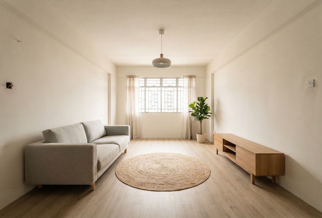 Finished living room after interior design